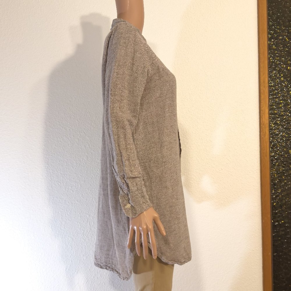 CP Shades Linen Cotton Button Down Tweed Texture Long Sleeve Shirt Women’s Small - Picture 7 of 14